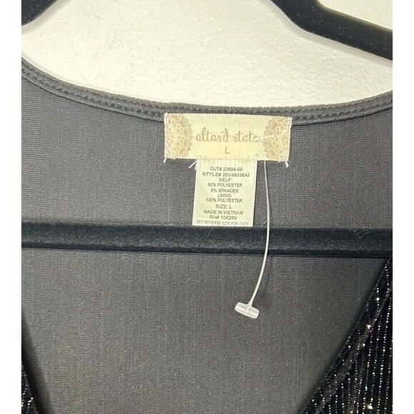 Alter’d State Black Sliver Glitter Holiday Long Sleeve Dress Size Large NWOT - Picture 6 of 7